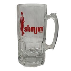 Slim Jim Vintage Beer Mug 1980s Mug Beer Stein Drinking Glass Tall Heavy 32 oz.